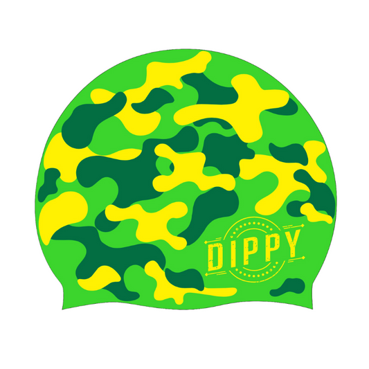 DIPPY Swim Cap in Green Camo