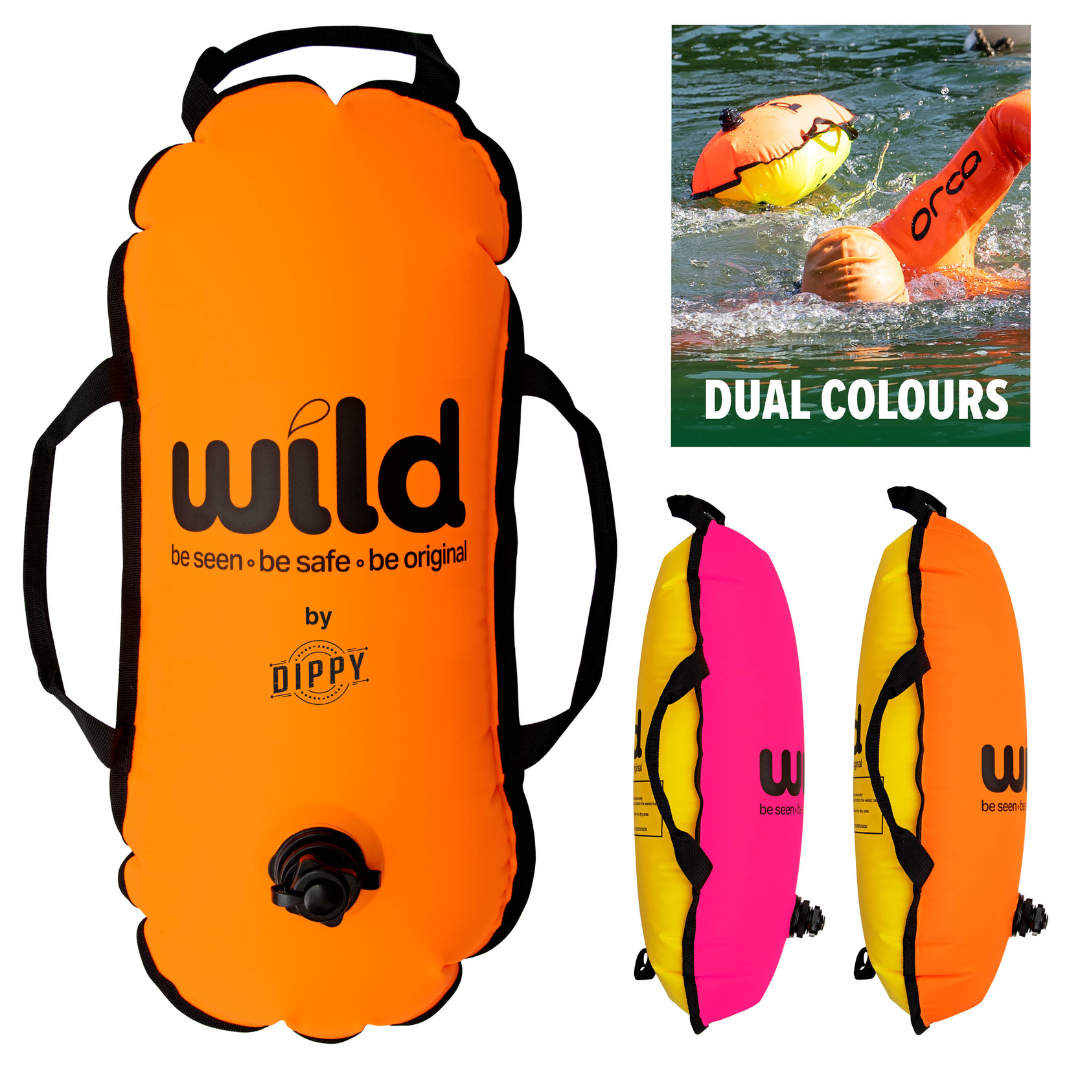 Wild Swimming Tow Float in Orange & Yellow