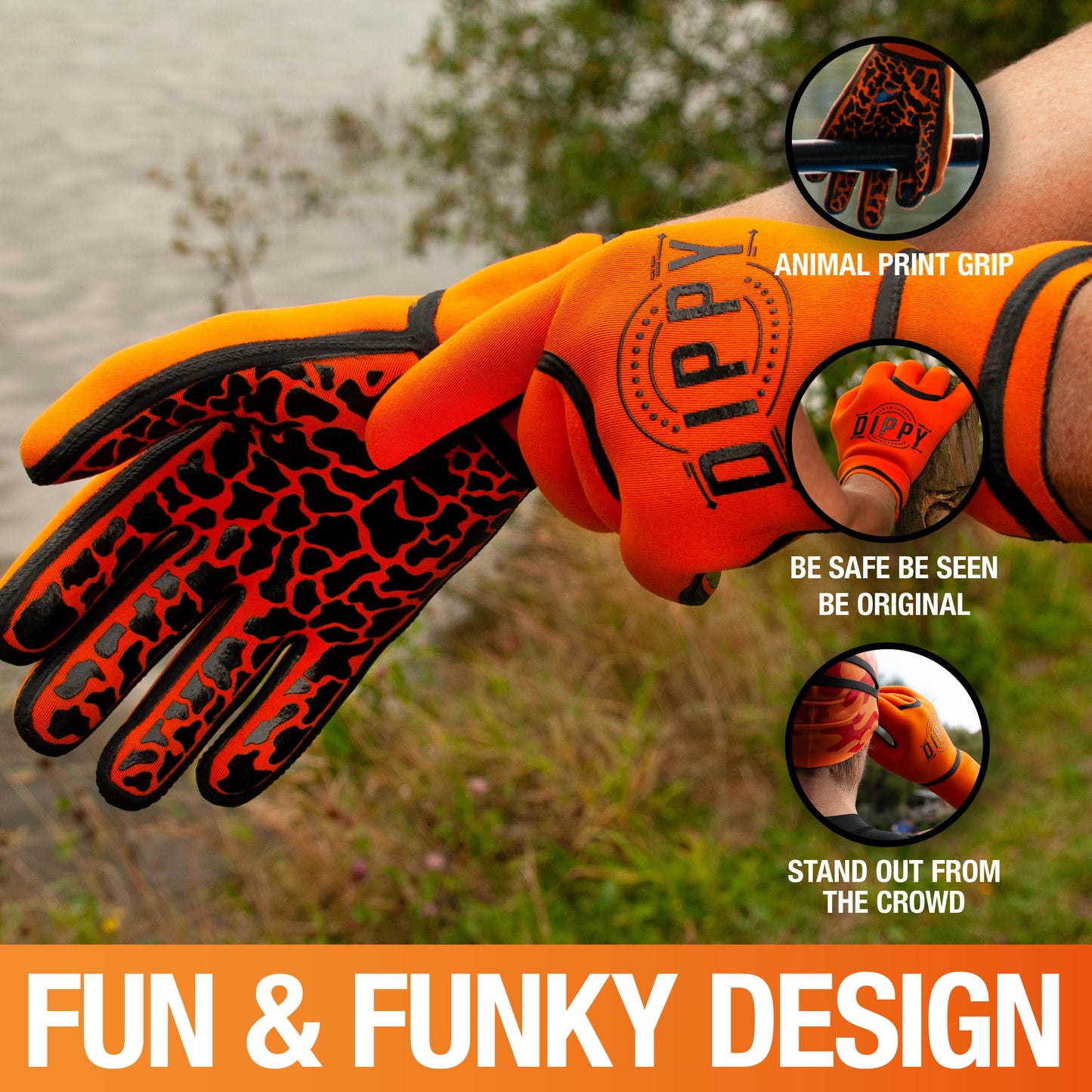 Neoprene 3MM Swim Gloves - Orange