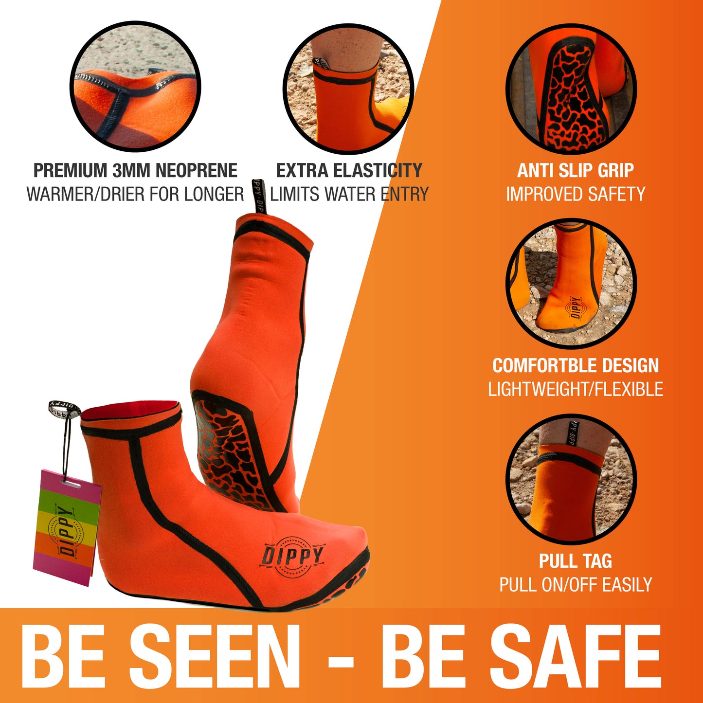 Neoprene 3MM Swim Socks - Orange