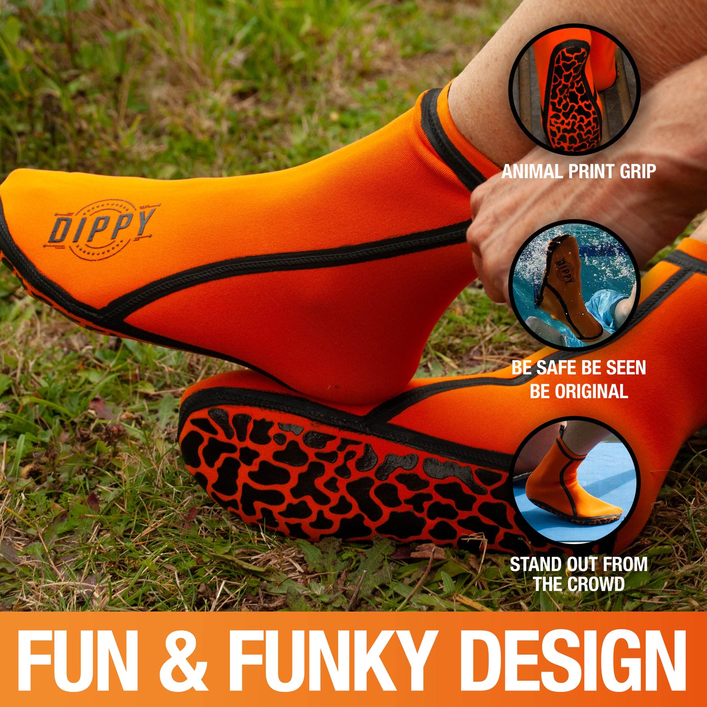 Neoprene 3MM Swim Socks - Orange