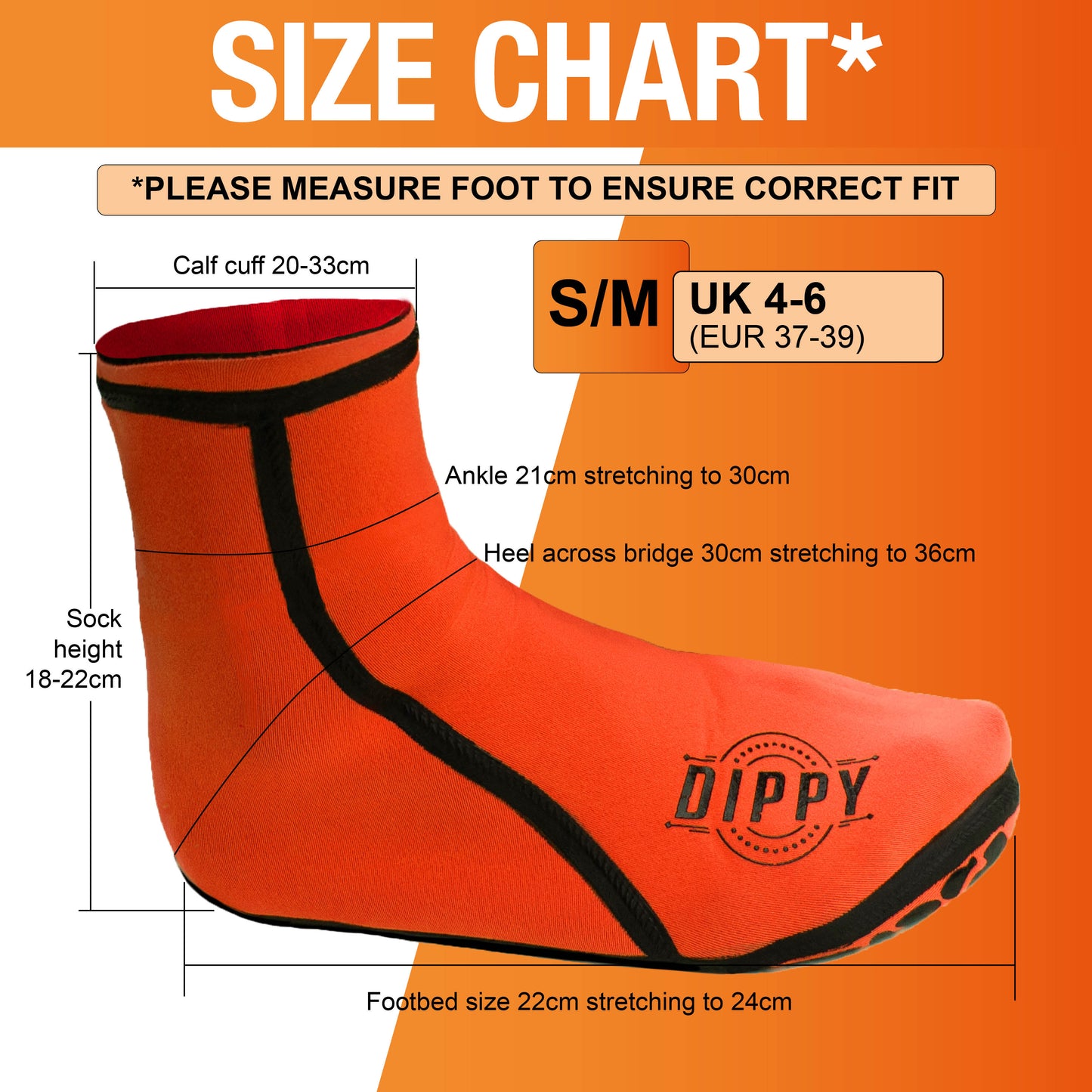 Neoprene 3MM Swim Socks - Orange