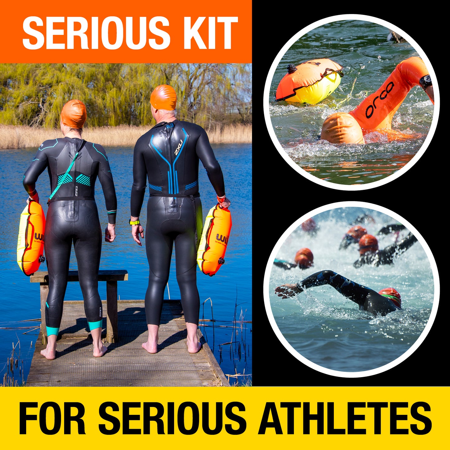 Wild Swimming Tow Float in Orange & Yellow