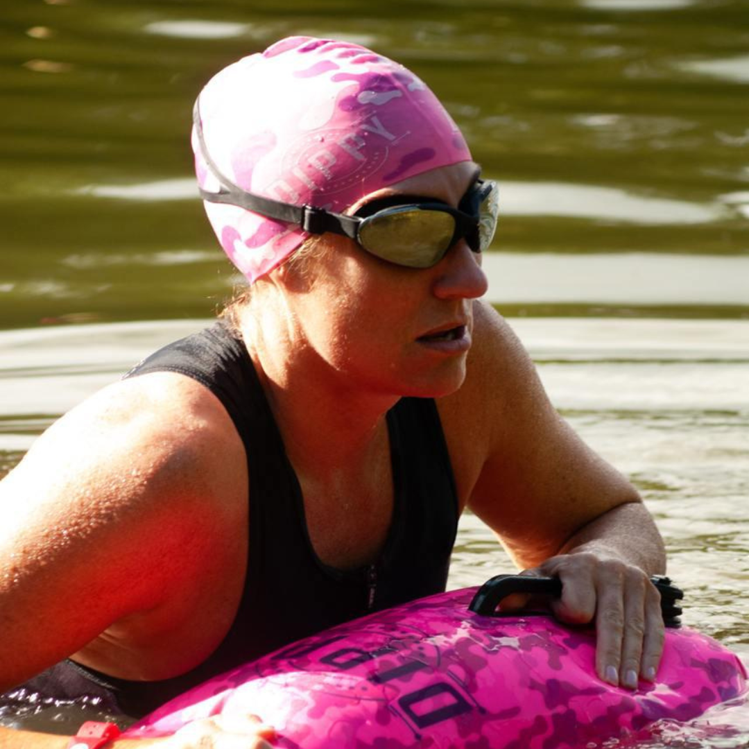 Silicone Swim Cap in Pink Camo Print