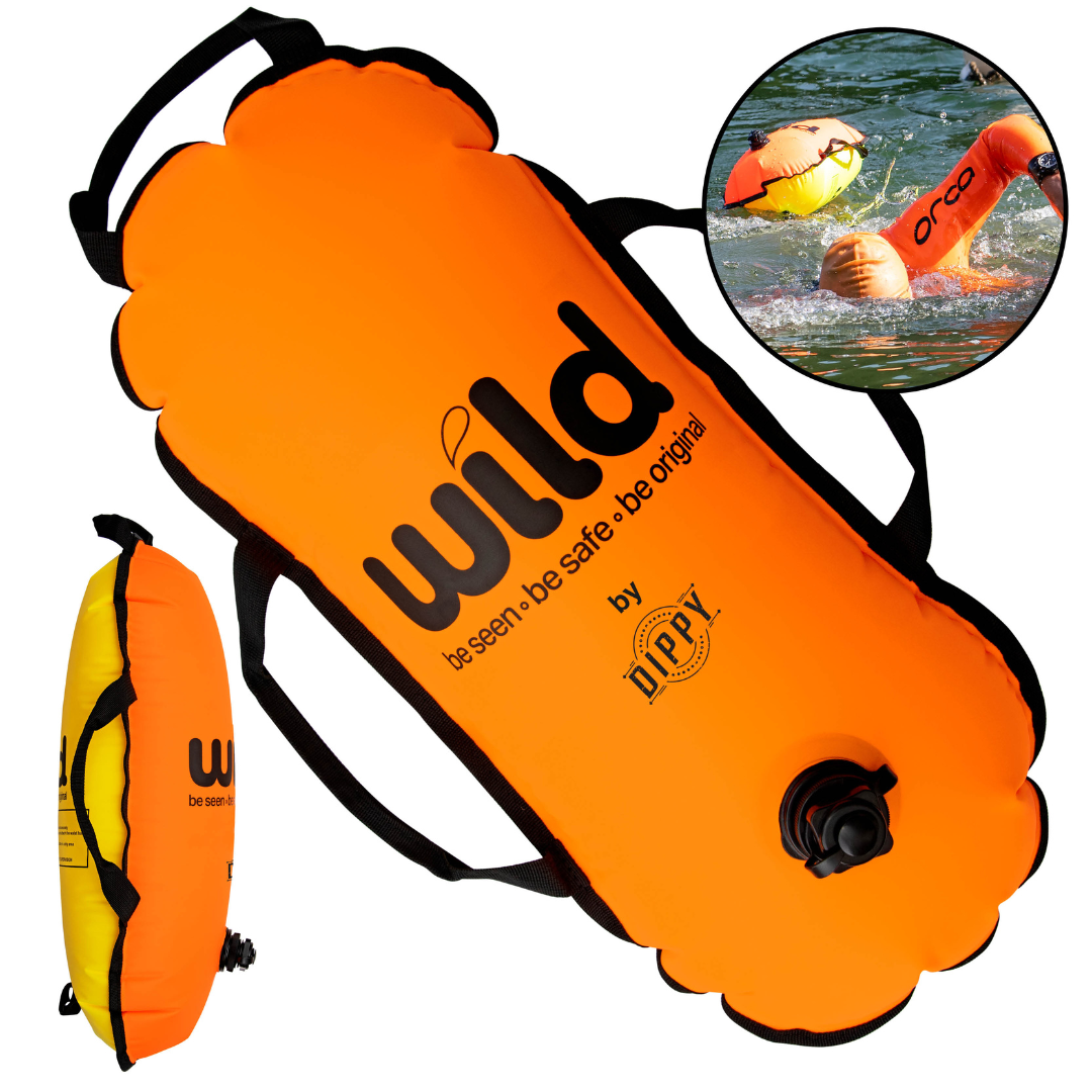 Wild Swimming Tow Float in Orange & Yellow
