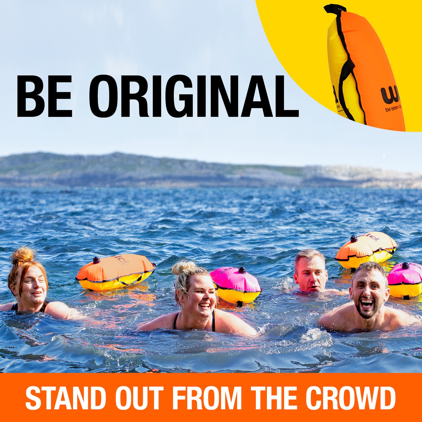 Wild Swimming Tow Float in Orange & Yellow