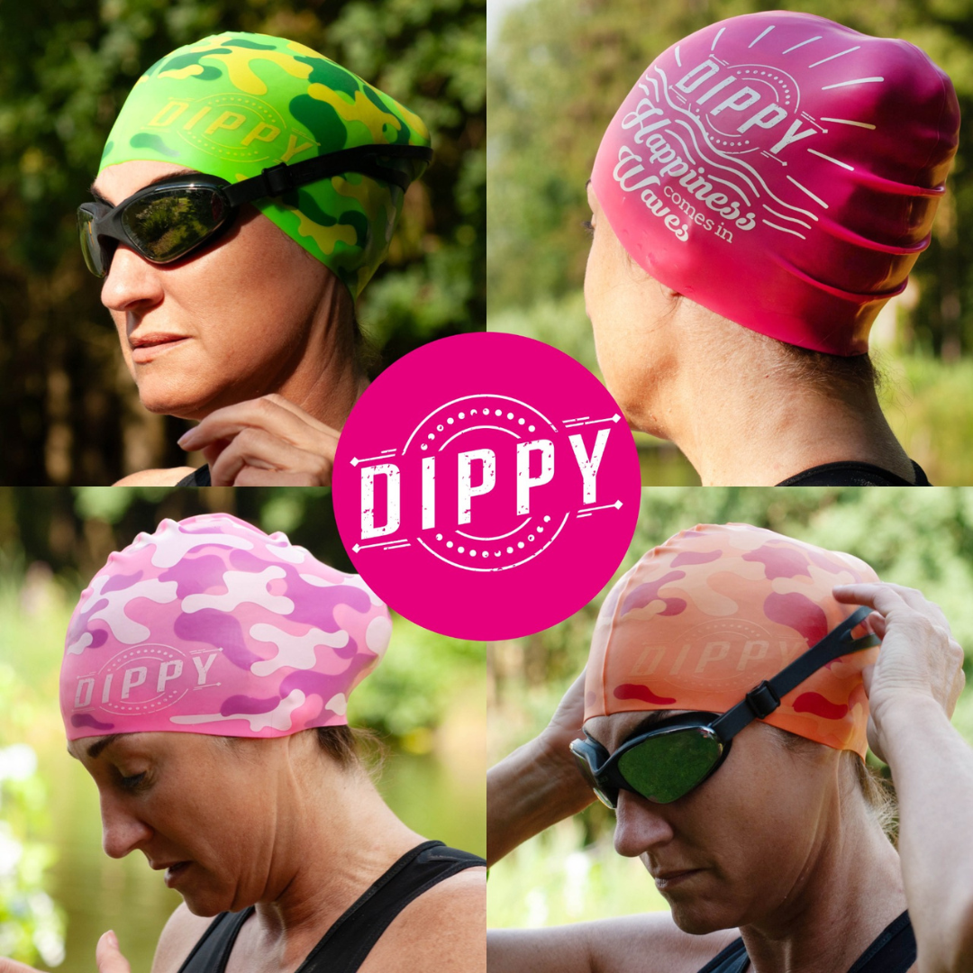 Silicone Swim Cap in Orange Camo Print