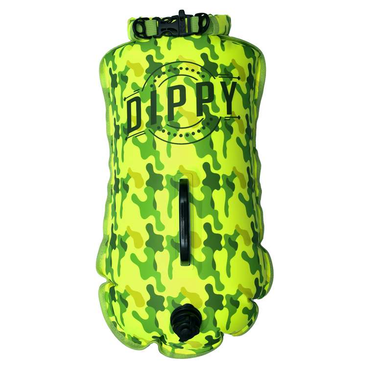 DIPPY 28 Litre Swim Dry Bag in Lime Green Camo