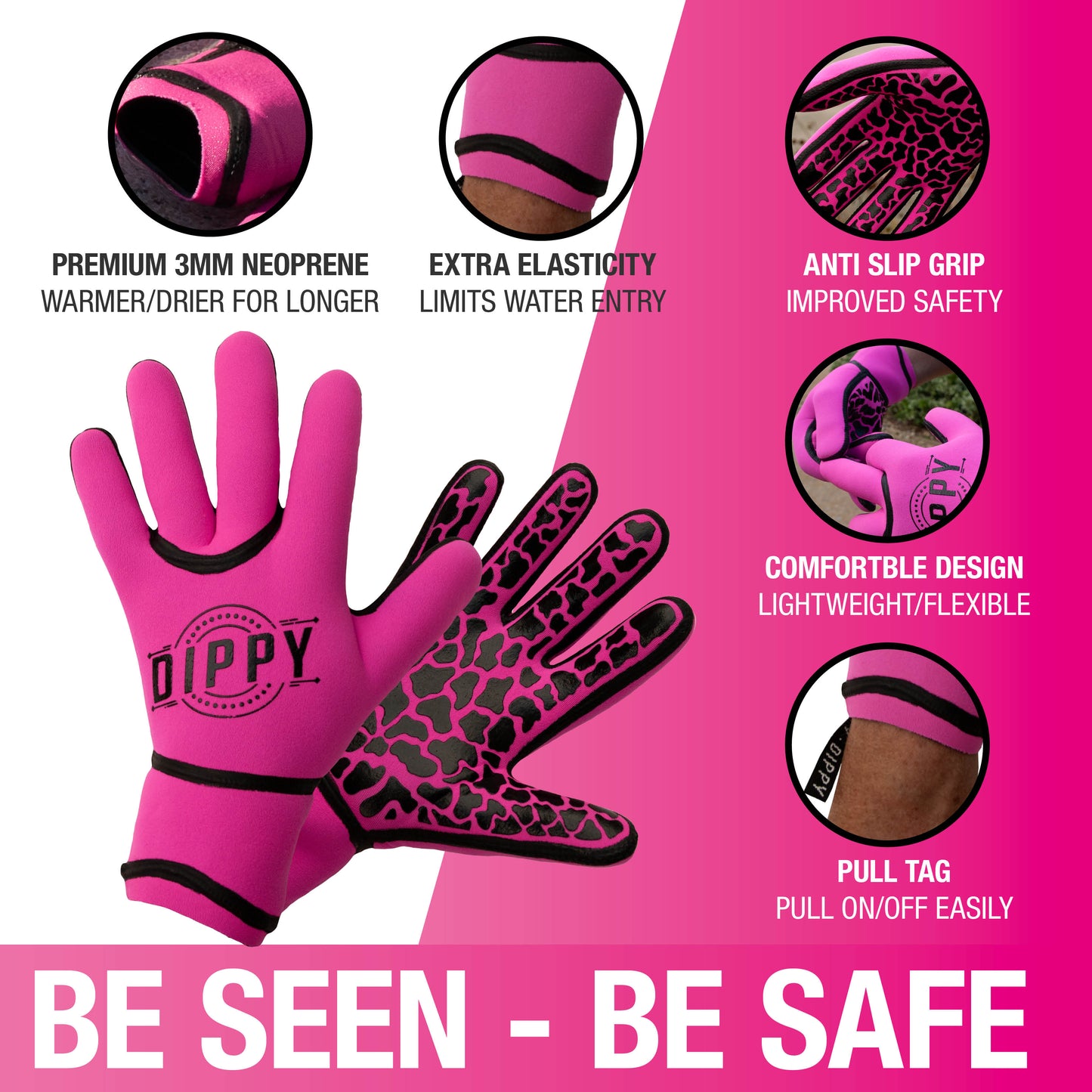 Neoprene 3MM Swim Gloves One Size - Pink