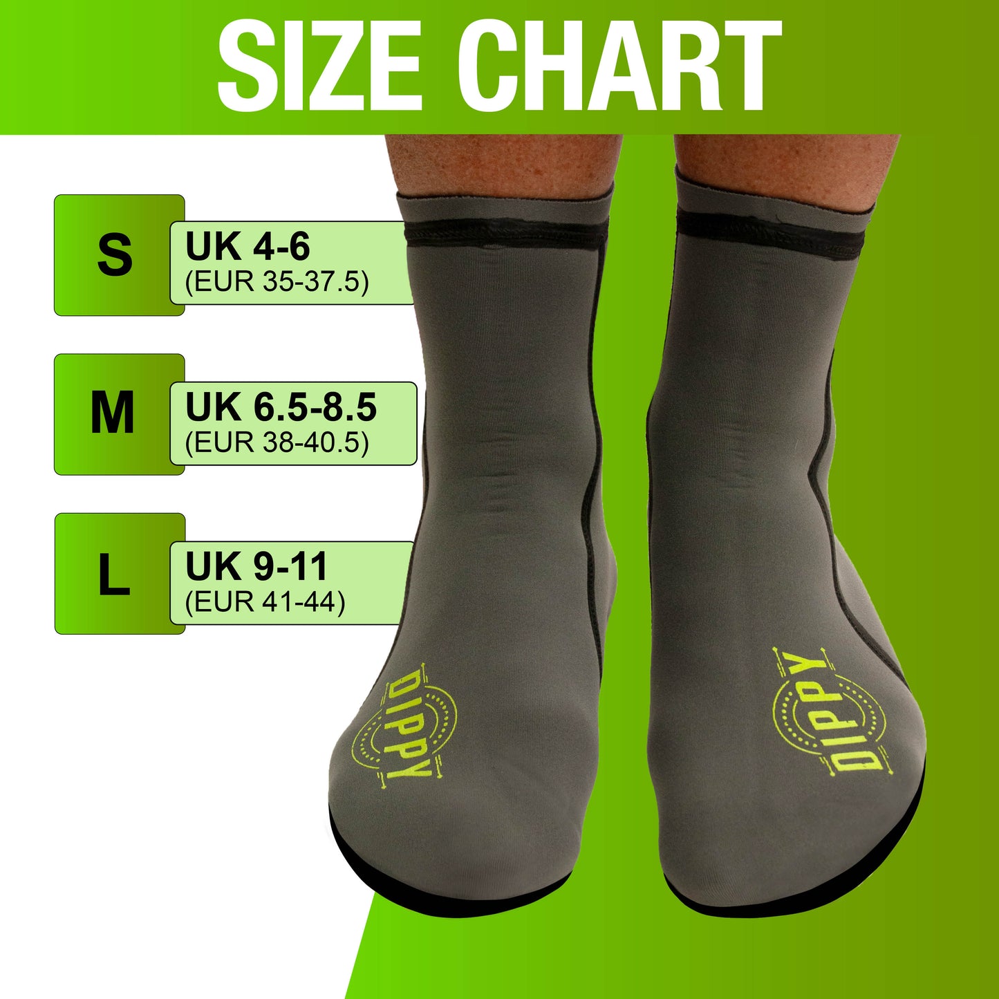 Neoprene 3MM Swim Socks - Grey/Green