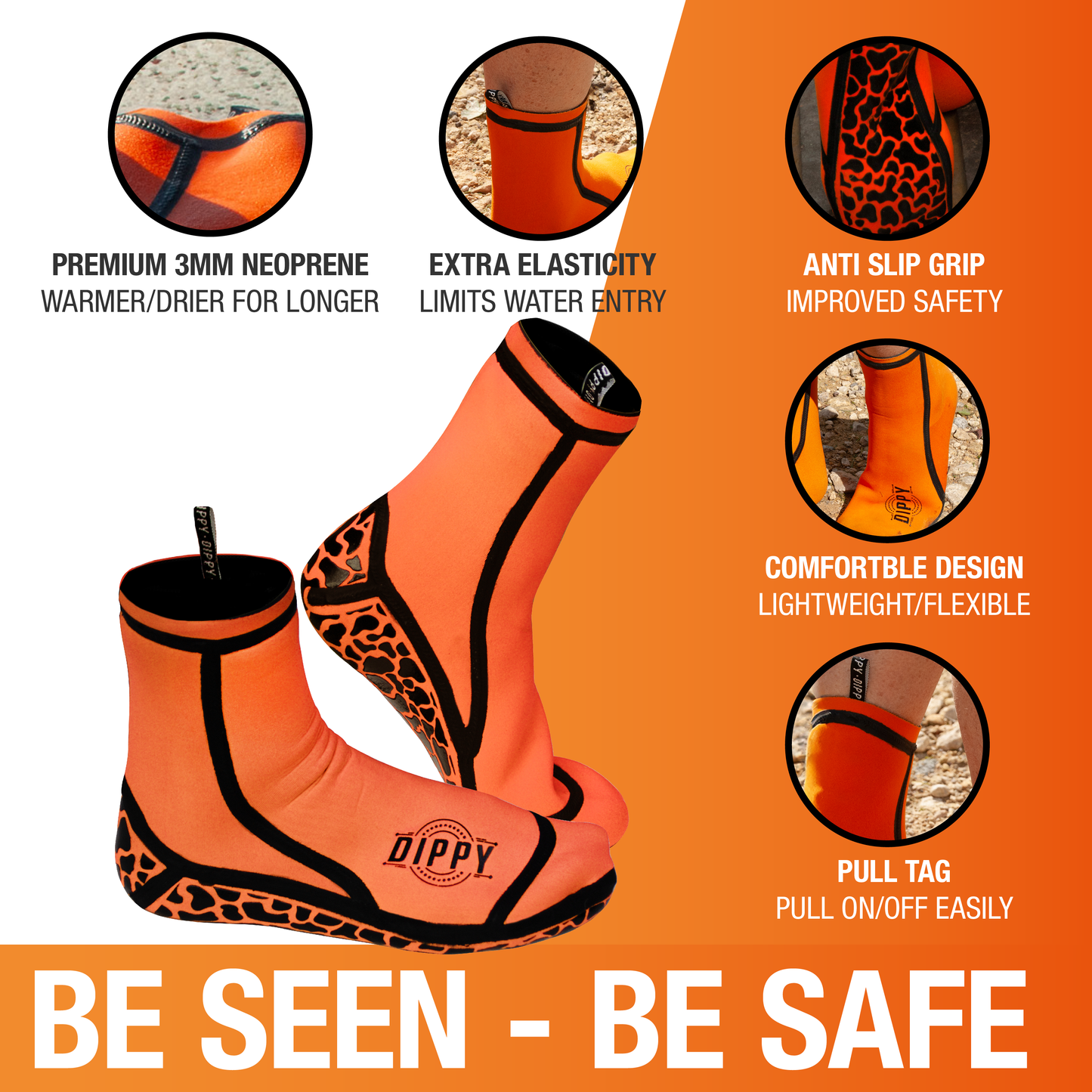 Neoprene 3MM Swim Socks - Orange