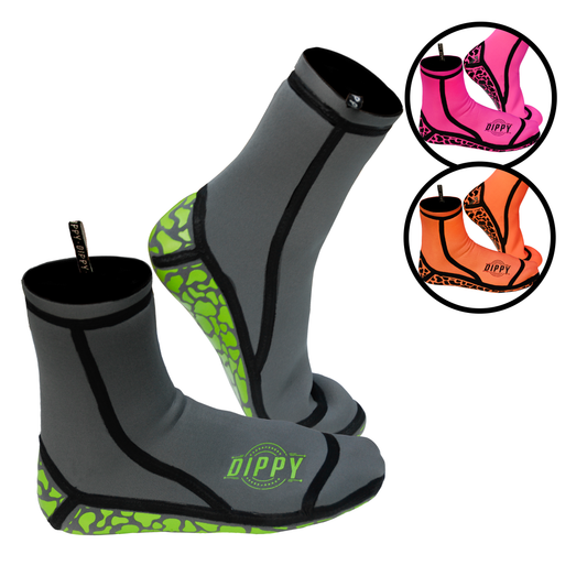 Neoprene 3MM Swim Socks - Grey/Green