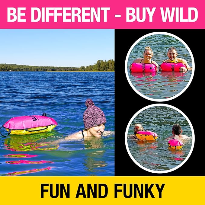 Wild Swimming Tow Float in Pink & Yellow
