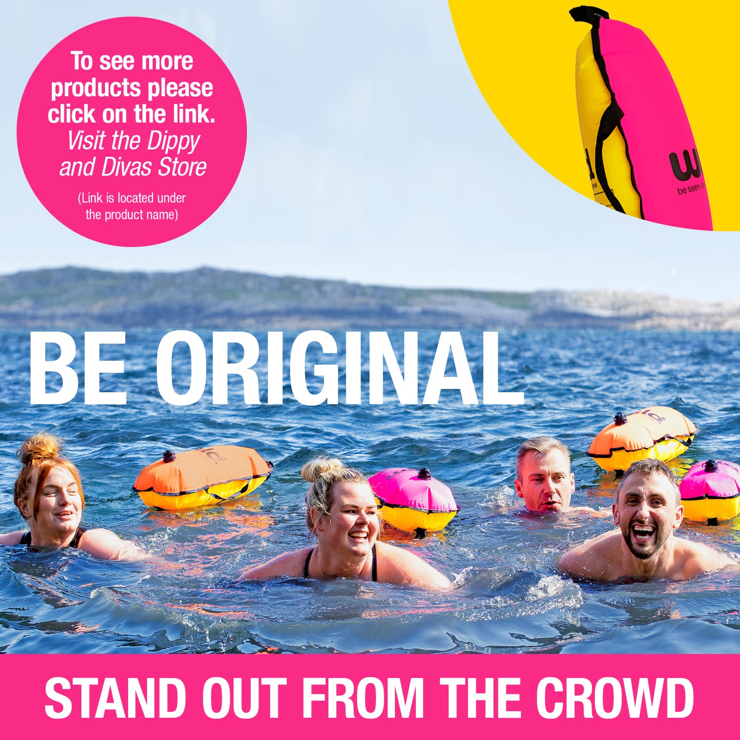 Wild Swimming Tow Float in Pink & Yellow