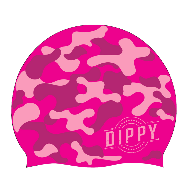 Silicone Swim Cap in Pink Camo Print