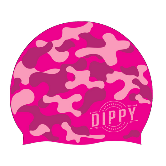 Silicone Swim Cap in Pink Camo Print