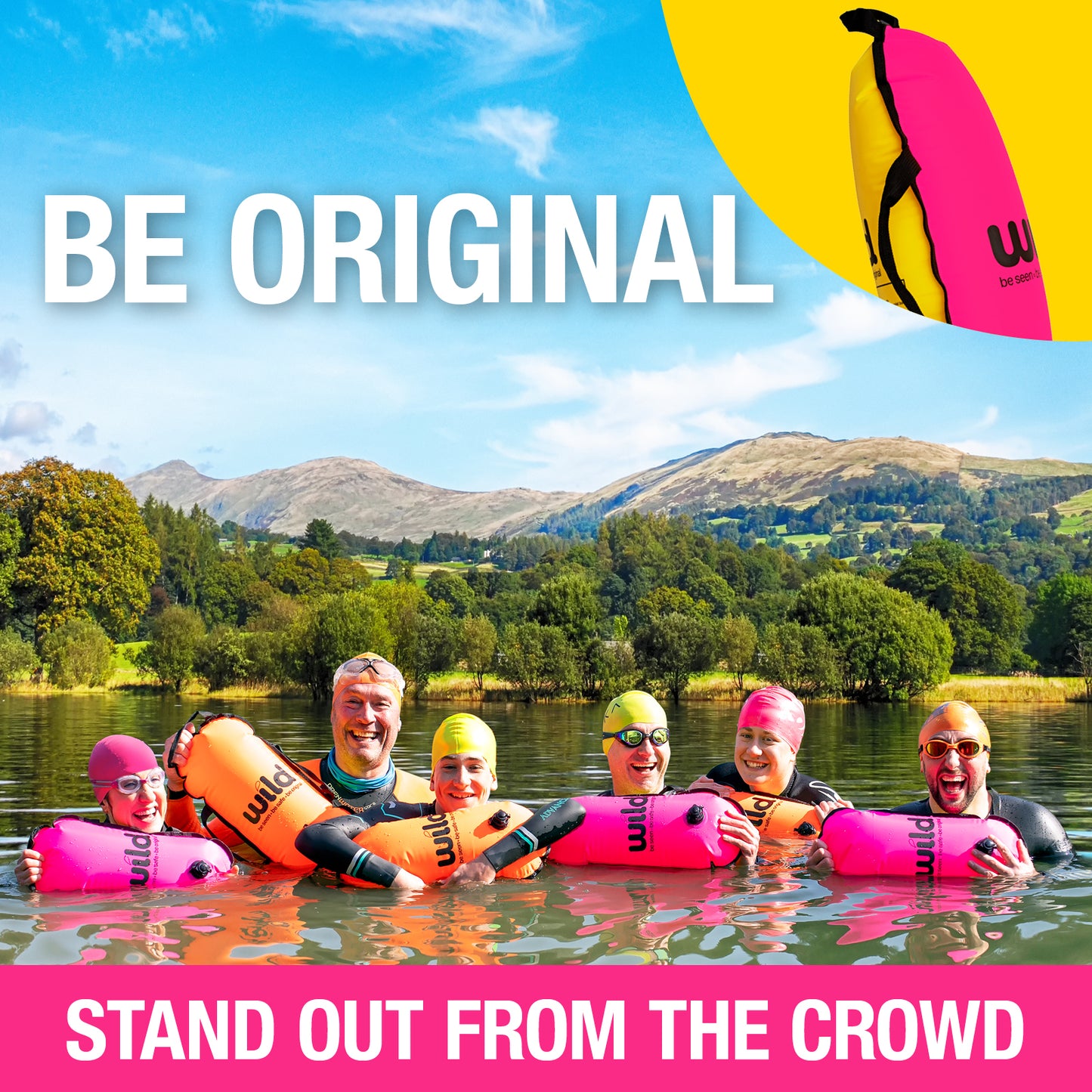 Wild Swimming Tow Float in Pink & Yellow