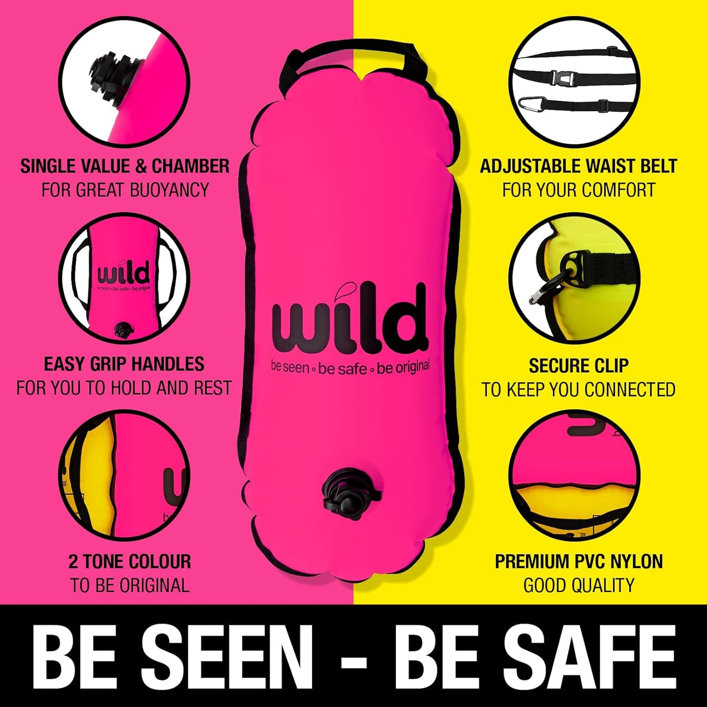 Wild Swimming Tow Float in Pink & Yellow